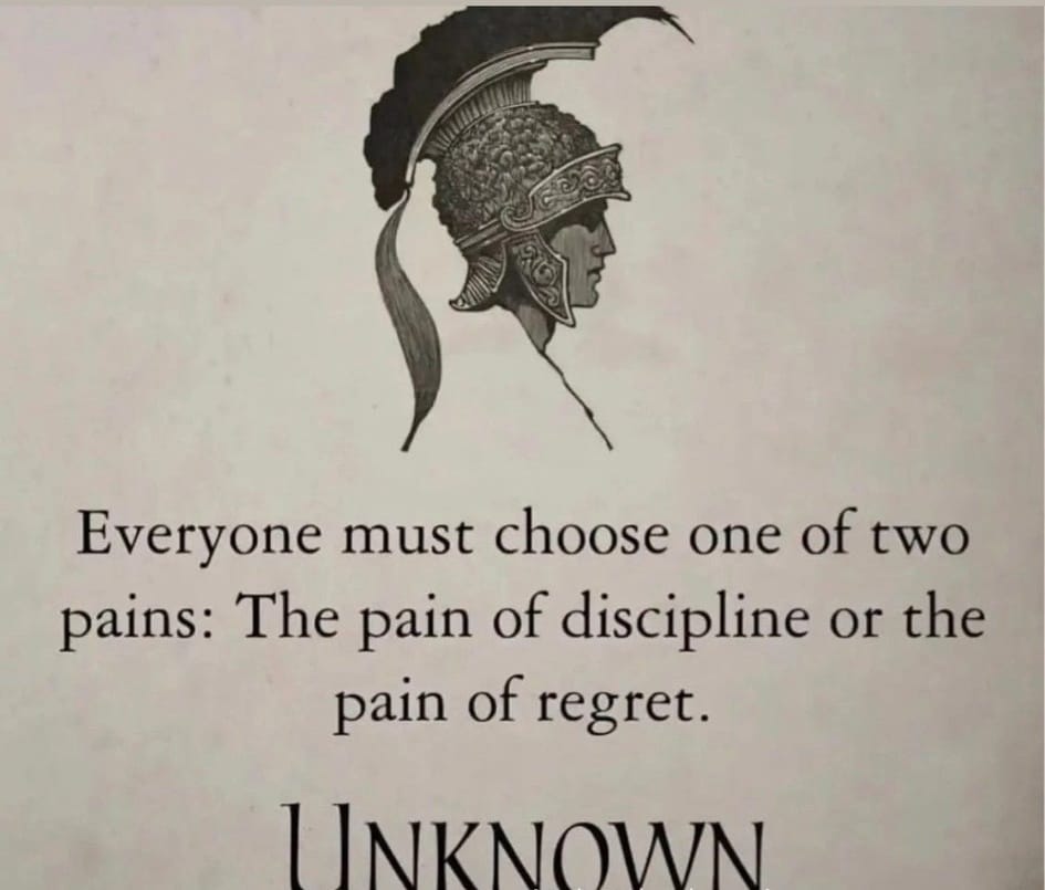 The path to success demands effort, but regret will cost far more.  Choose wisely.